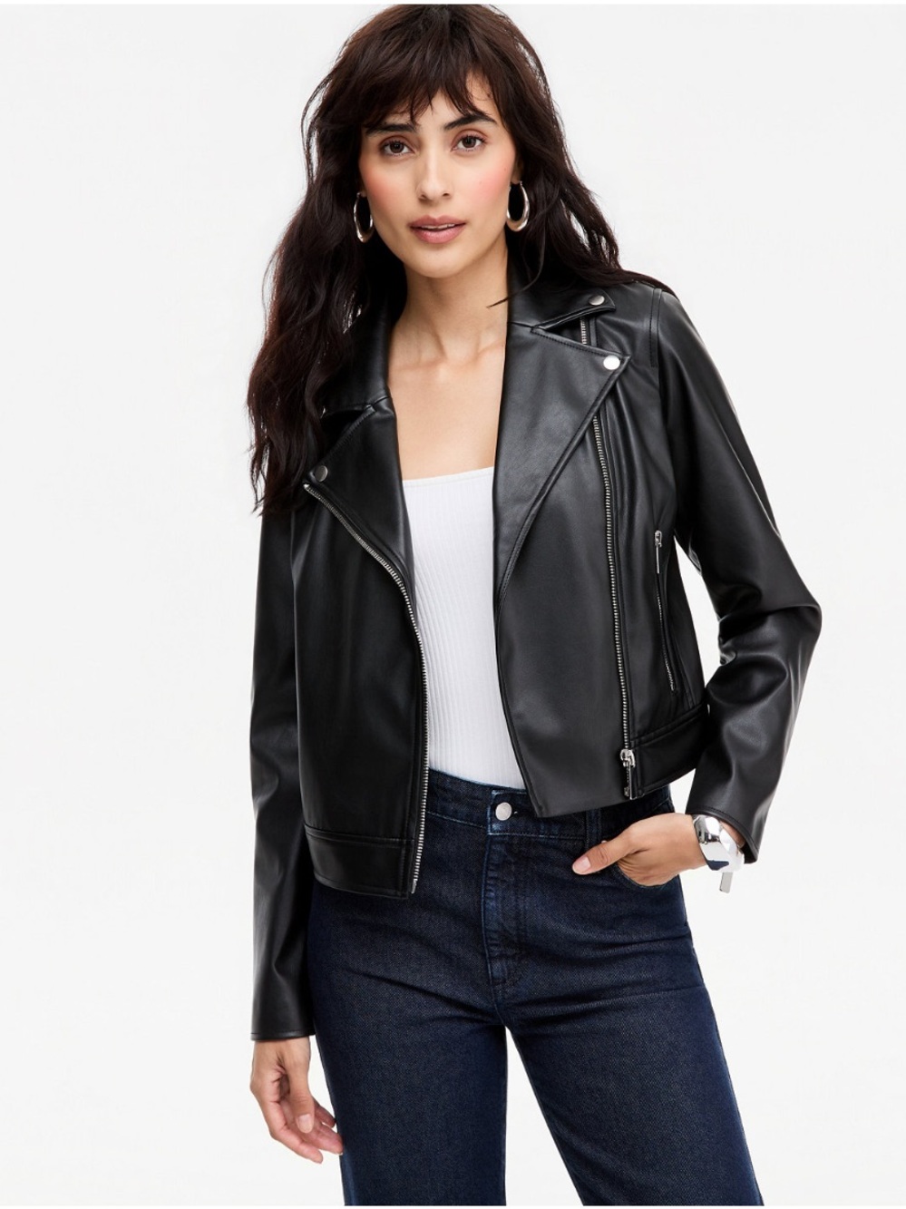 I.N.C. International Concepts Faux-Leather Black Moto Jacket
